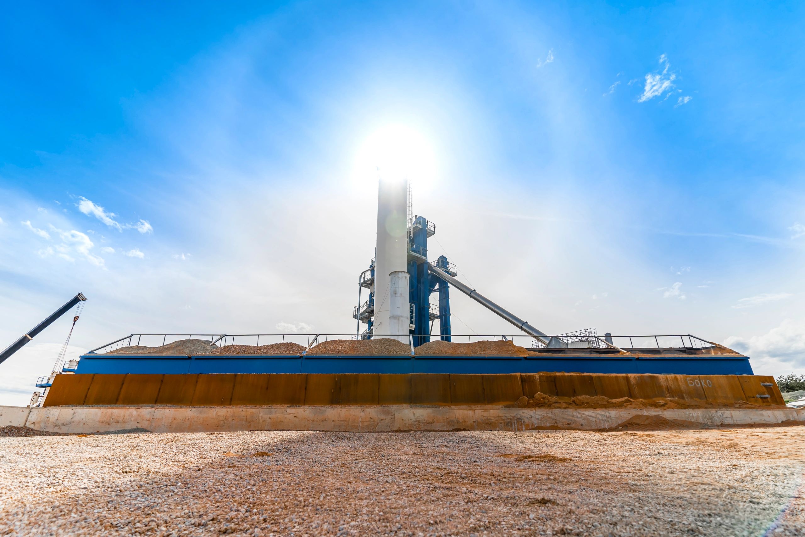 Industrial mining-related production facility with heavy machinery